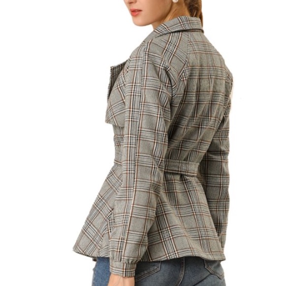 Allegra K - Plaid Jacket/Blazer Button Belted - L - Picture 4 of 16